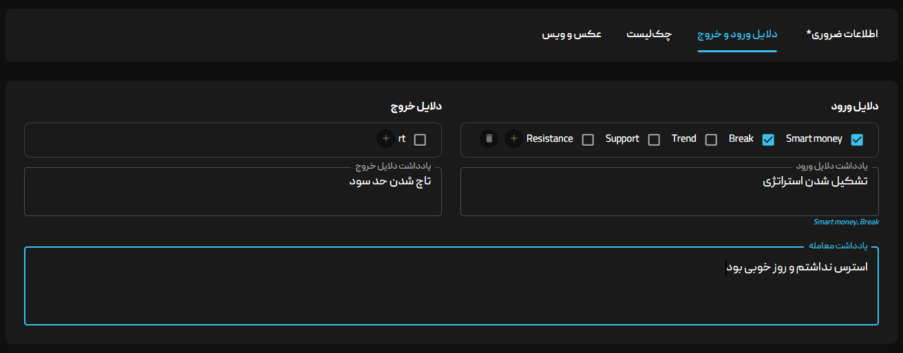 دلایل ورود و خروج ترید